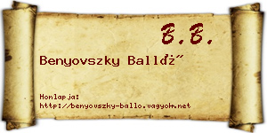 Benyovszky Balló névjegykártya